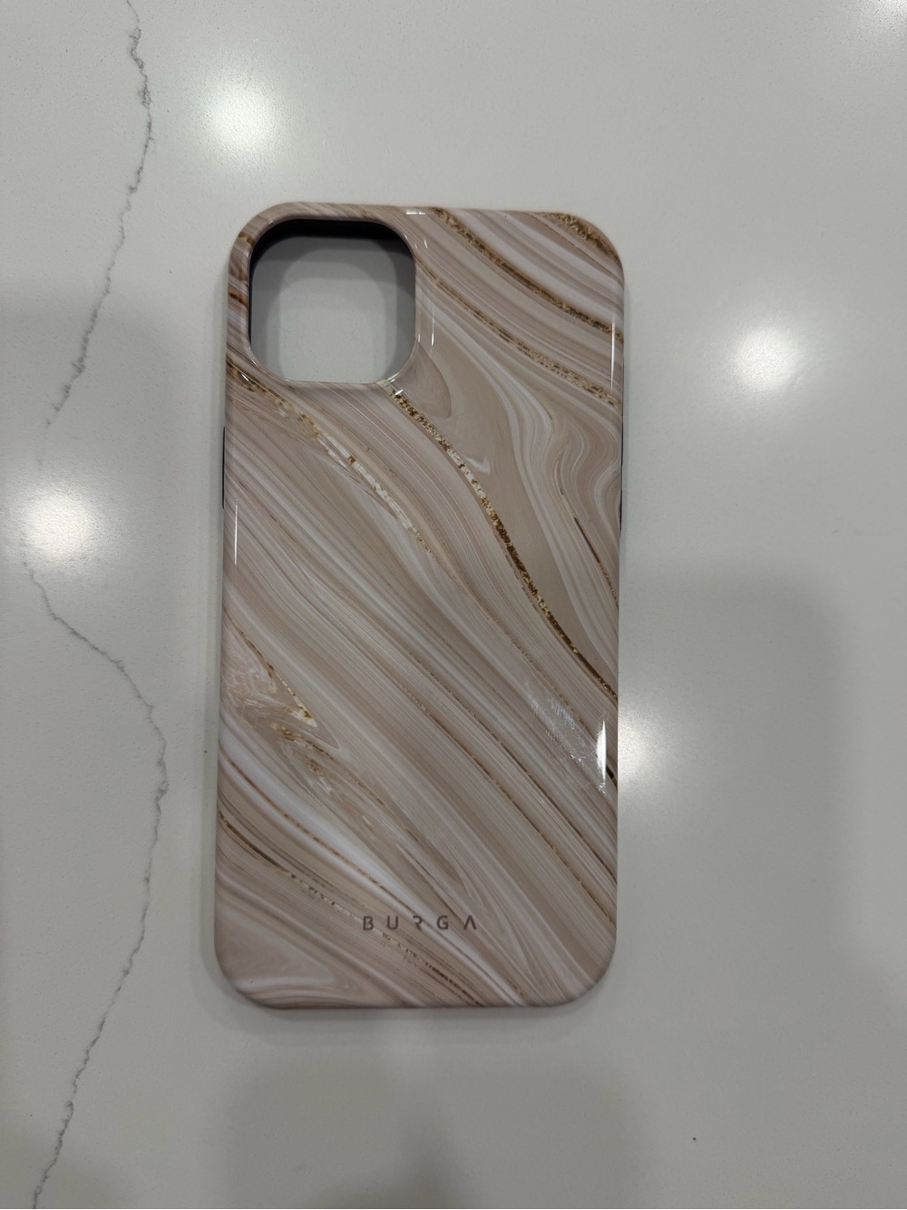 Burga Beige Marble Phone Case with Gold Vein Accent